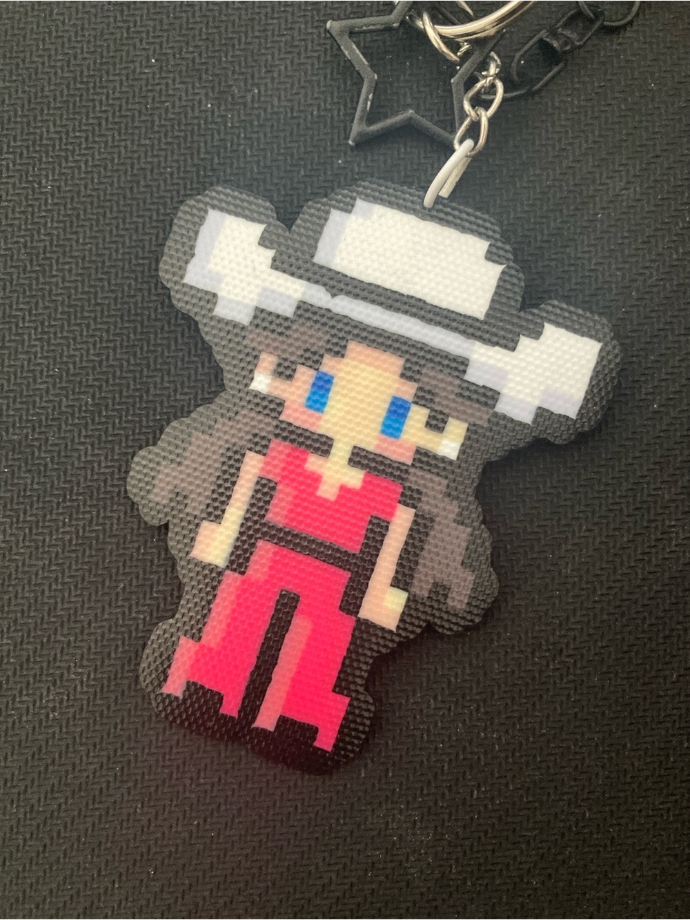 Pixel Cowboy Girl Keychain Charm - Pink